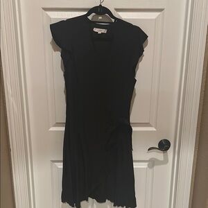 LOFT Black Sheath Wrap Dress with Flutter Cap Sleeves